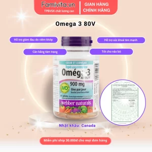 Viên Uống Omega-3 Webber Naturals Triple Strength 900mg EPA/DHA – Hộp 80 Viên